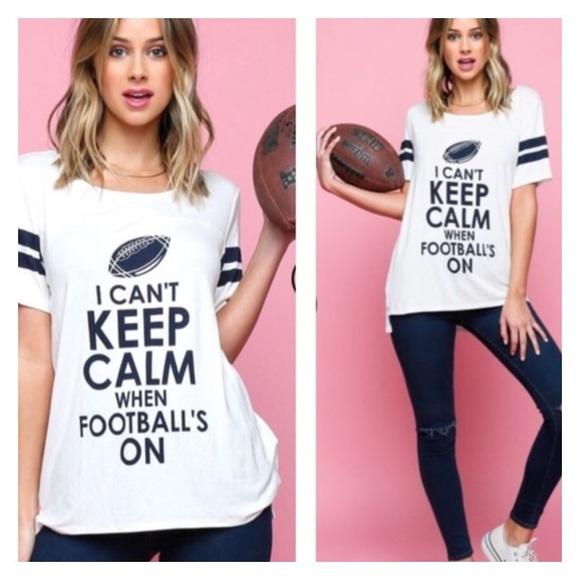 SwankStyles Tops - Navy and White Football Fan Shirt